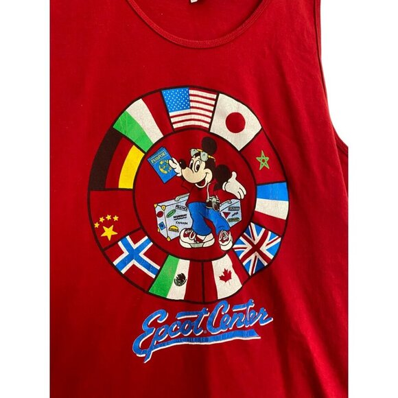Vintage Epcot Center Mickey Mouse Shirt Tank Top Adult XL Made USA Red Disney - Picture 2 of 4